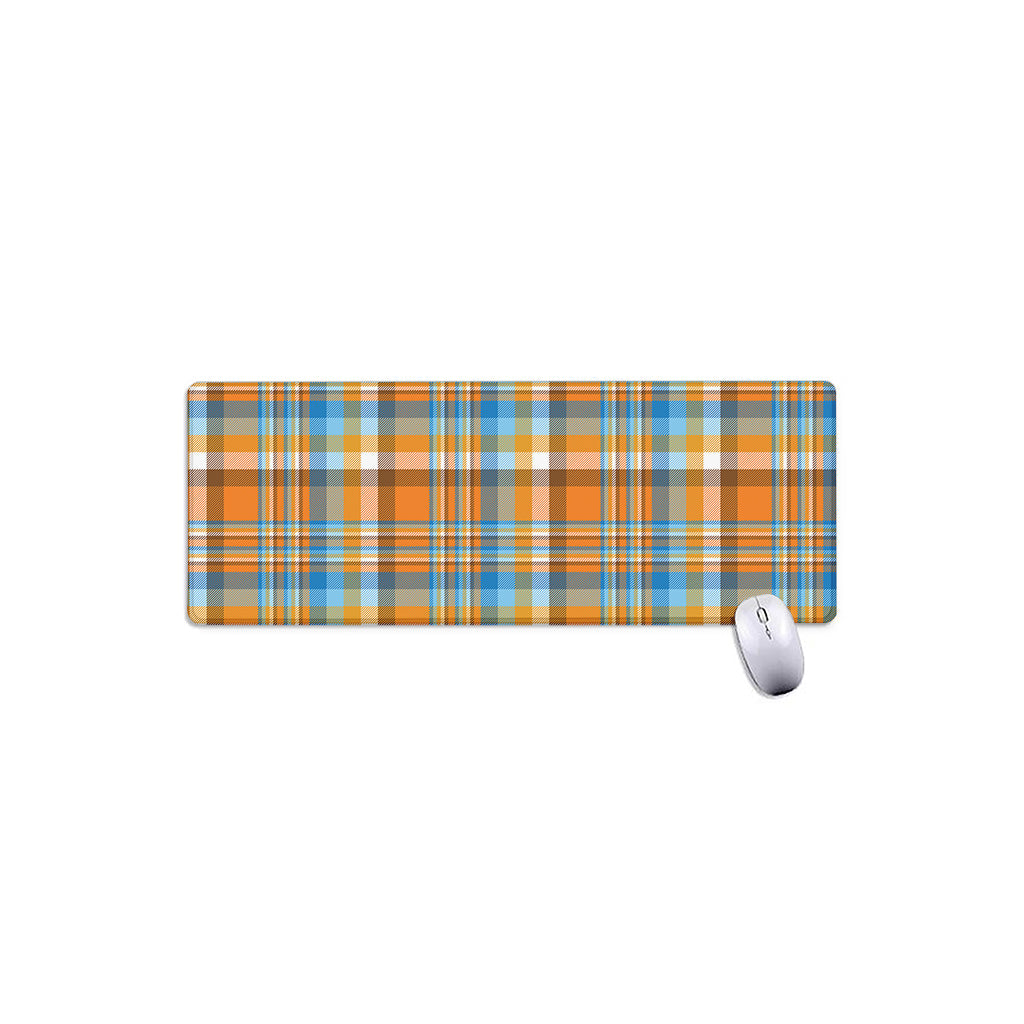 Orange And Blue Madras Pattern Print Extended Mouse Pad