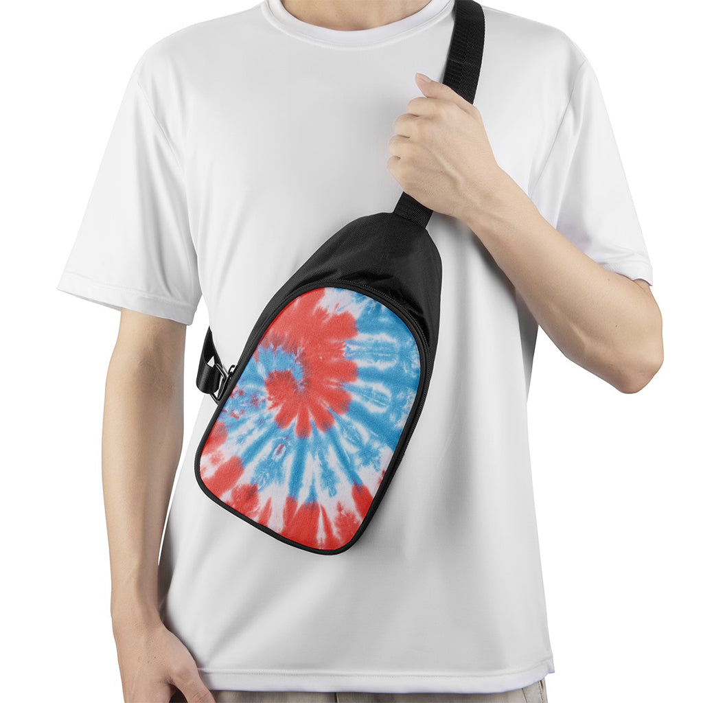 Orange And Blue Tie Dye Print Chest Bag