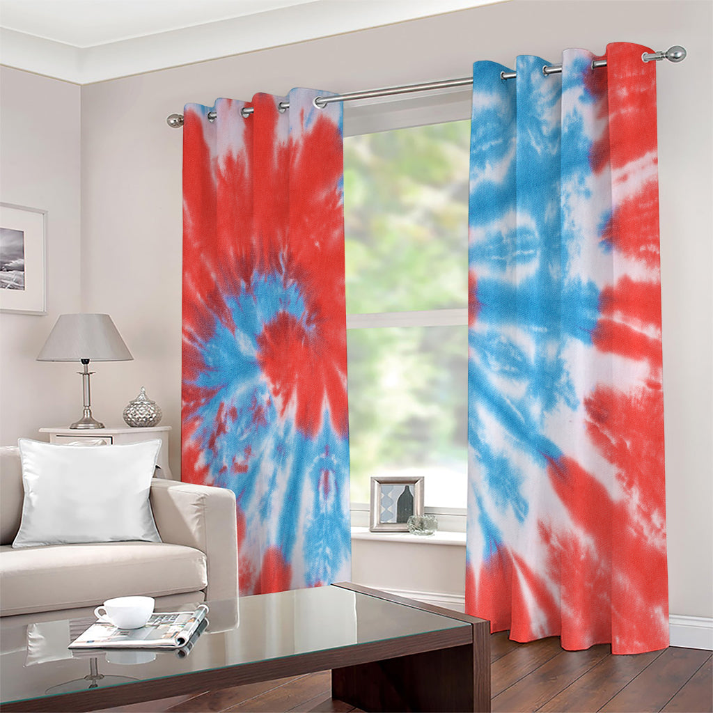 Orange And Blue Tie Dye Print Extra Wide Grommet Curtains