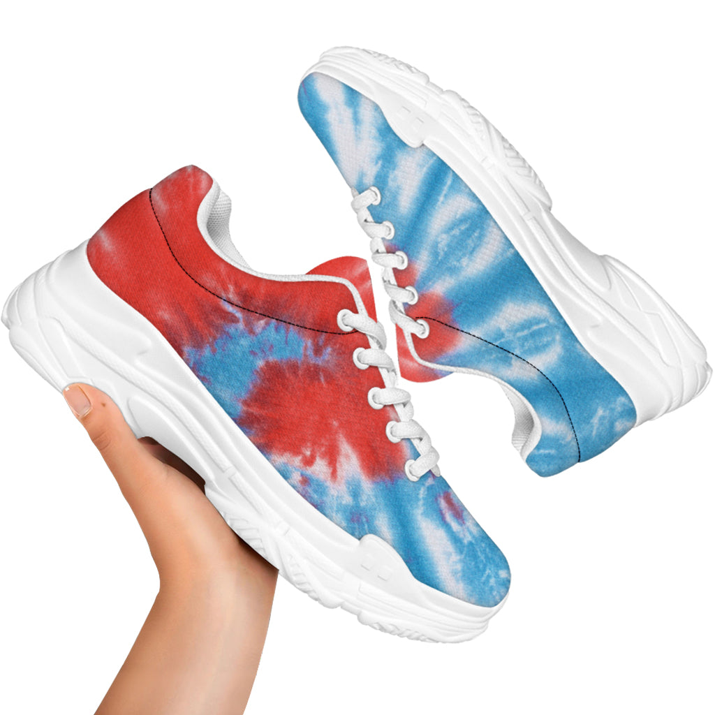 Orange And Blue Tie Dye Print White Chunky Shoes