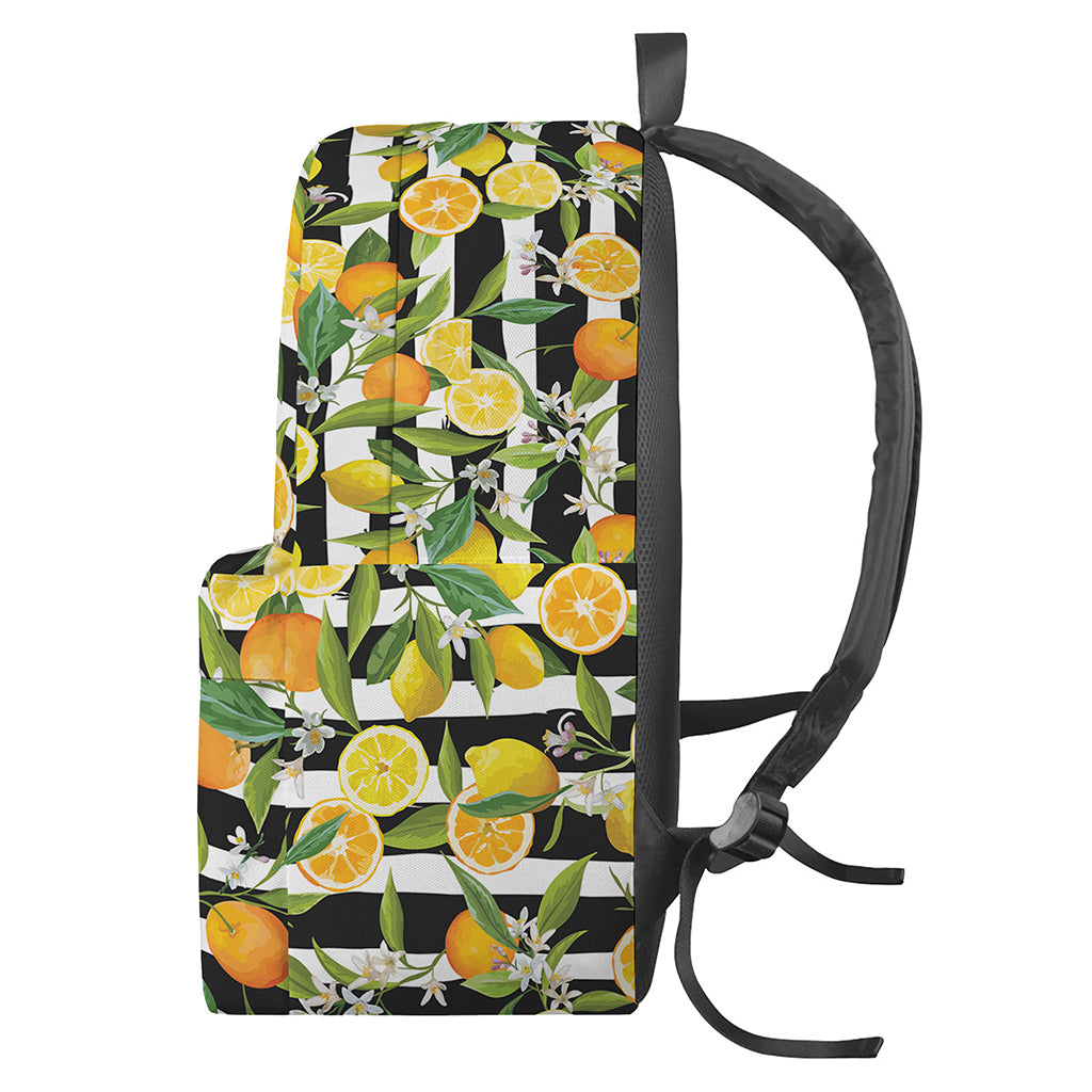 Orange And Lemon Striped Pattern Print Backpack