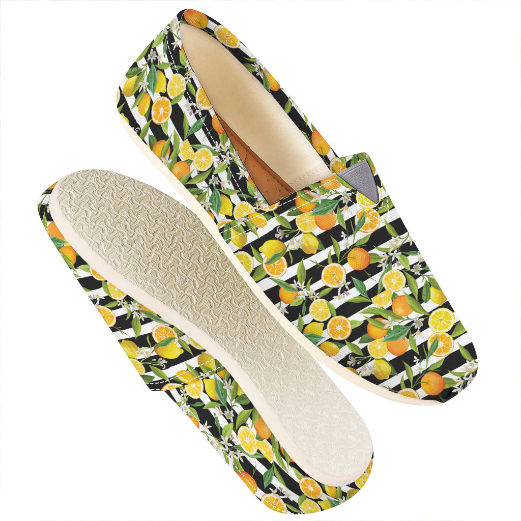 Orange And Lemon Striped Pattern Print Casual Shoes