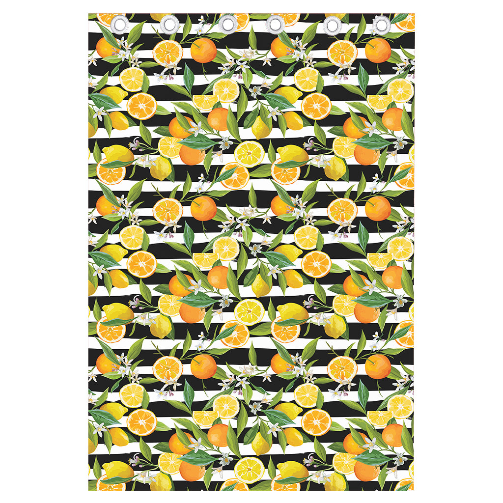 Orange And Lemon Striped Pattern Print Curtain