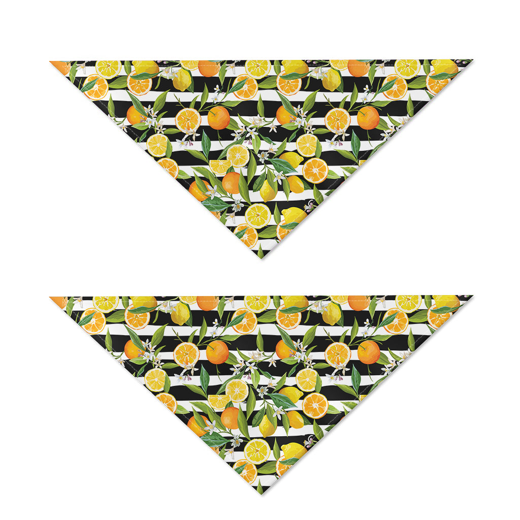 Orange And Lemon Striped Pattern Print Dog Bandana