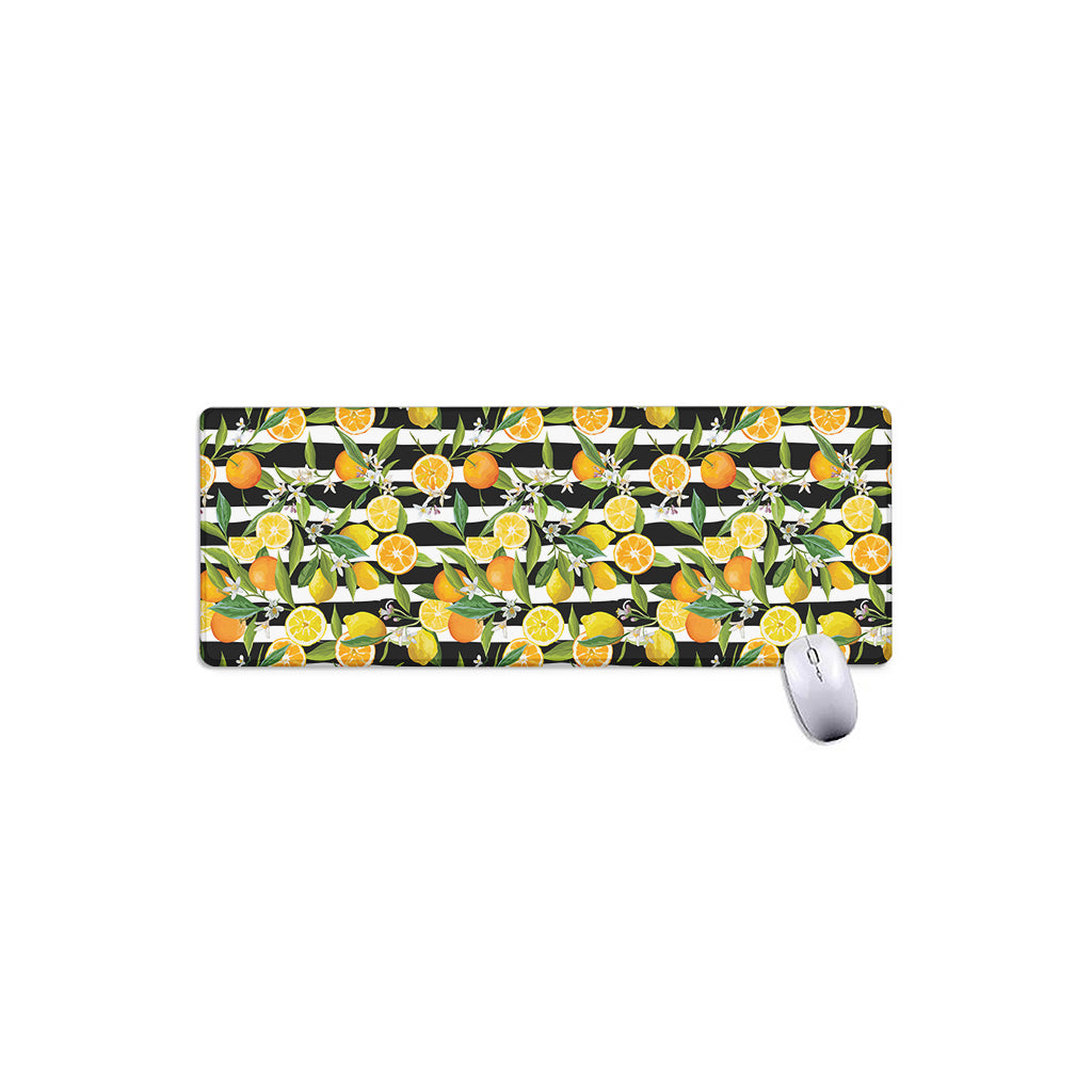 Orange And Lemon Striped Pattern Print Extended Mouse Pad