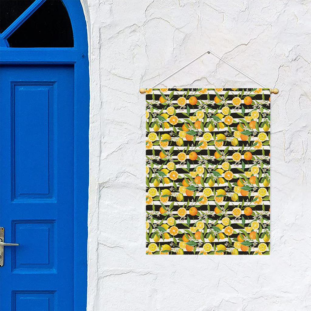 Orange And Lemon Striped Pattern Print Garden Flag