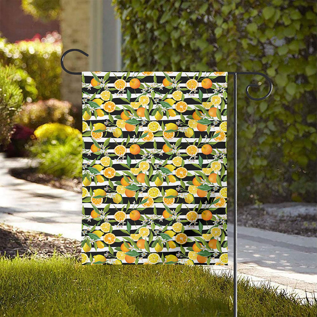 Orange And Lemon Striped Pattern Print House Flag