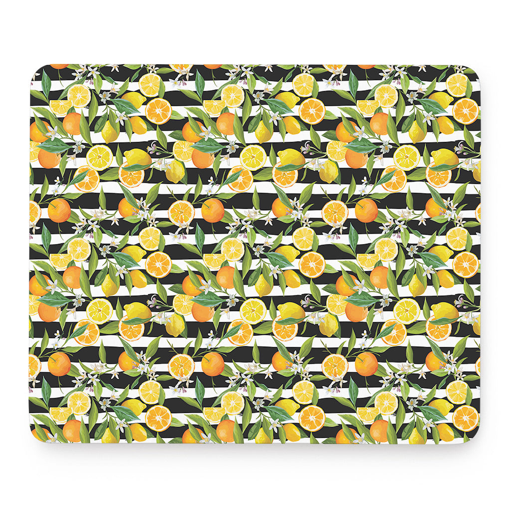 Orange And Lemon Striped Pattern Print Mouse Pad