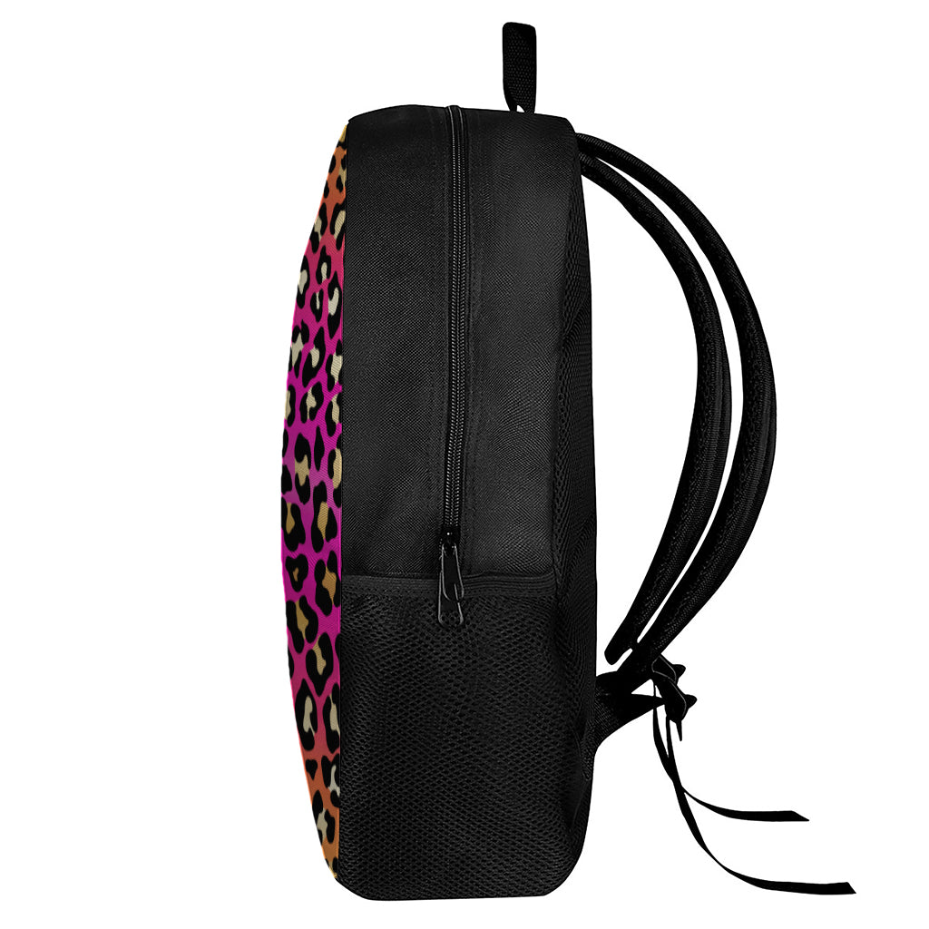 Orange And Purple Leopard Print 17 Inch Backpack