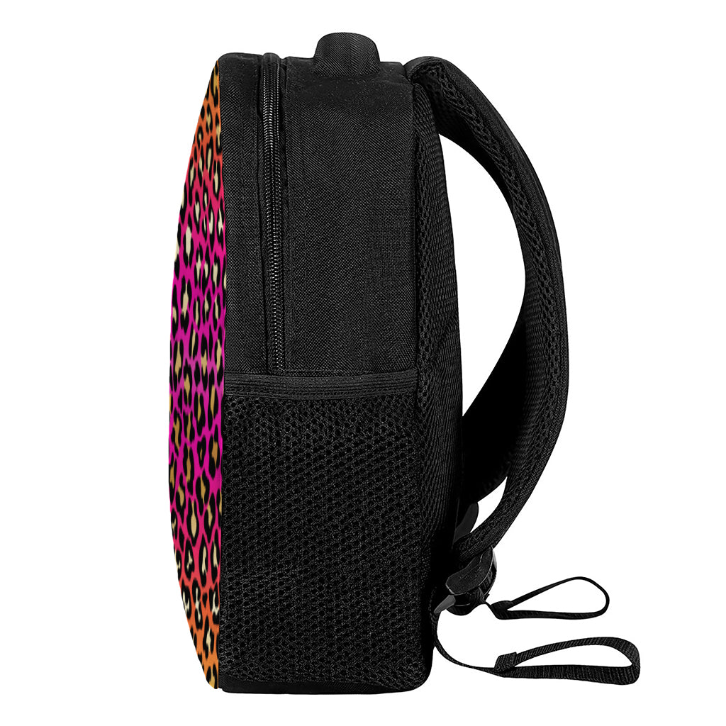 Orange And Purple Leopard Print Casual Backpack