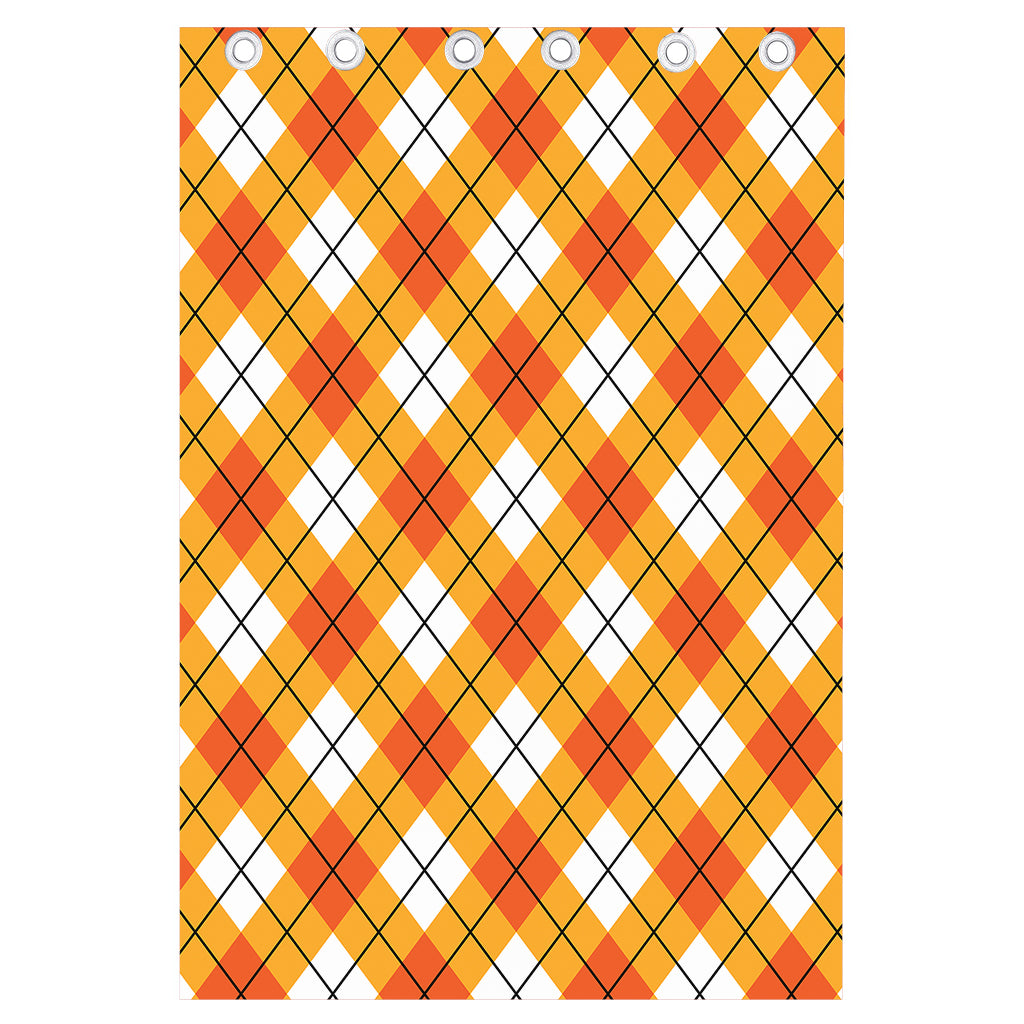 Orange And White Argyle Pattern Print Curtain