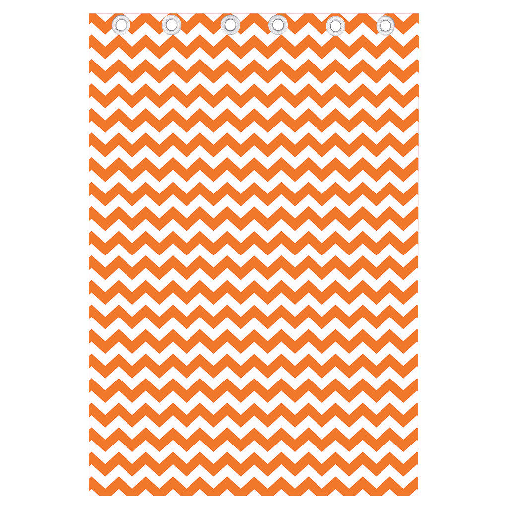 Orange And White Chevron Pattern Print Curtain