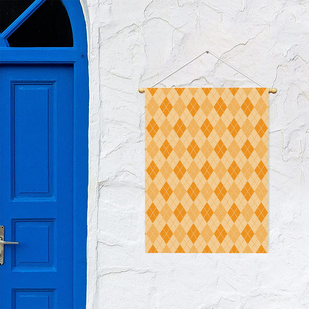 Orange Argyle Pattern Print Garden Flag