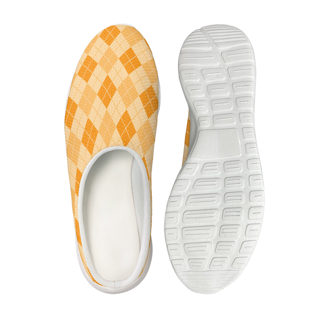 Orange Argyle Pattern Print Mesh Casual Shoes