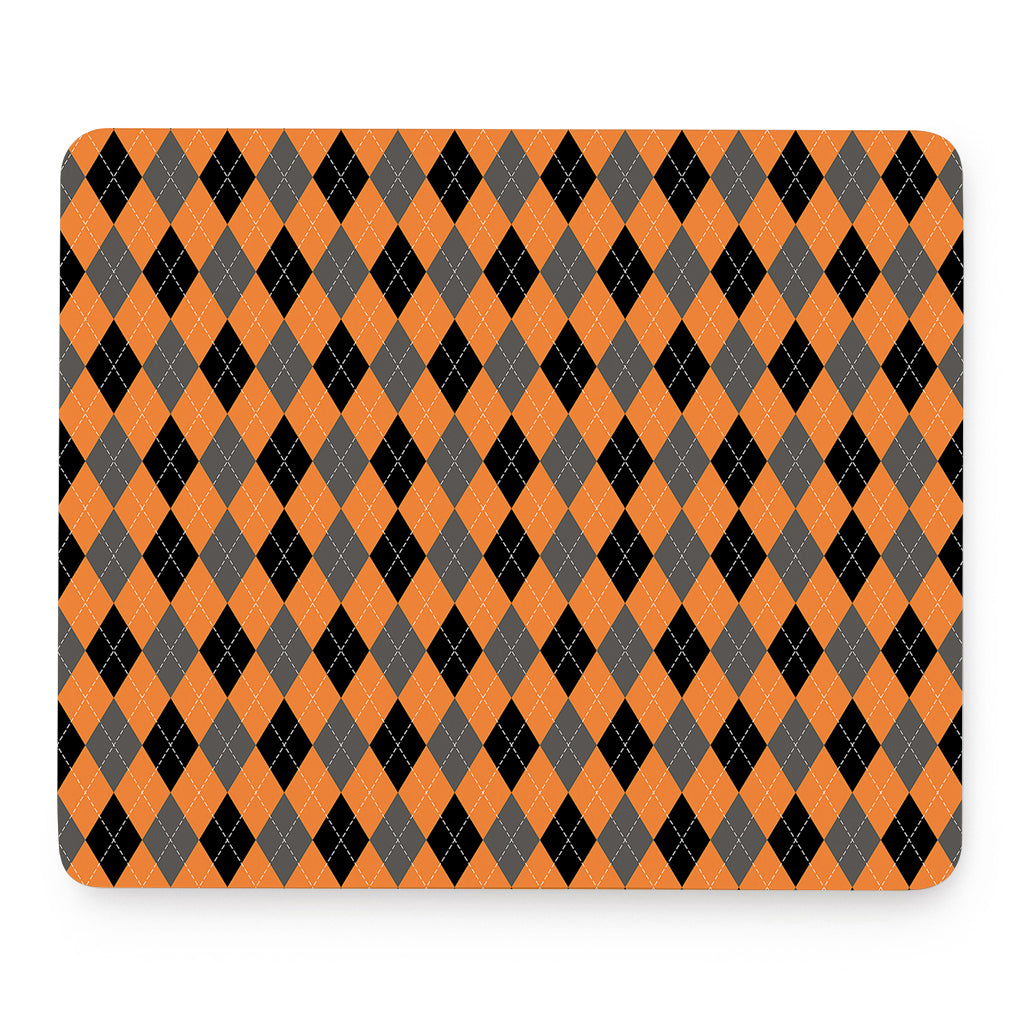 Orange Black And Grey Argyle Print Mouse Pad