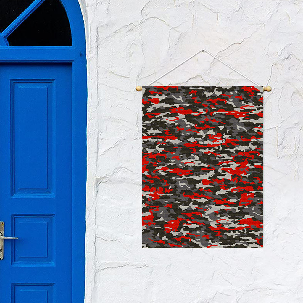 Orange Black And Grey Camouflage Print Garden Flag