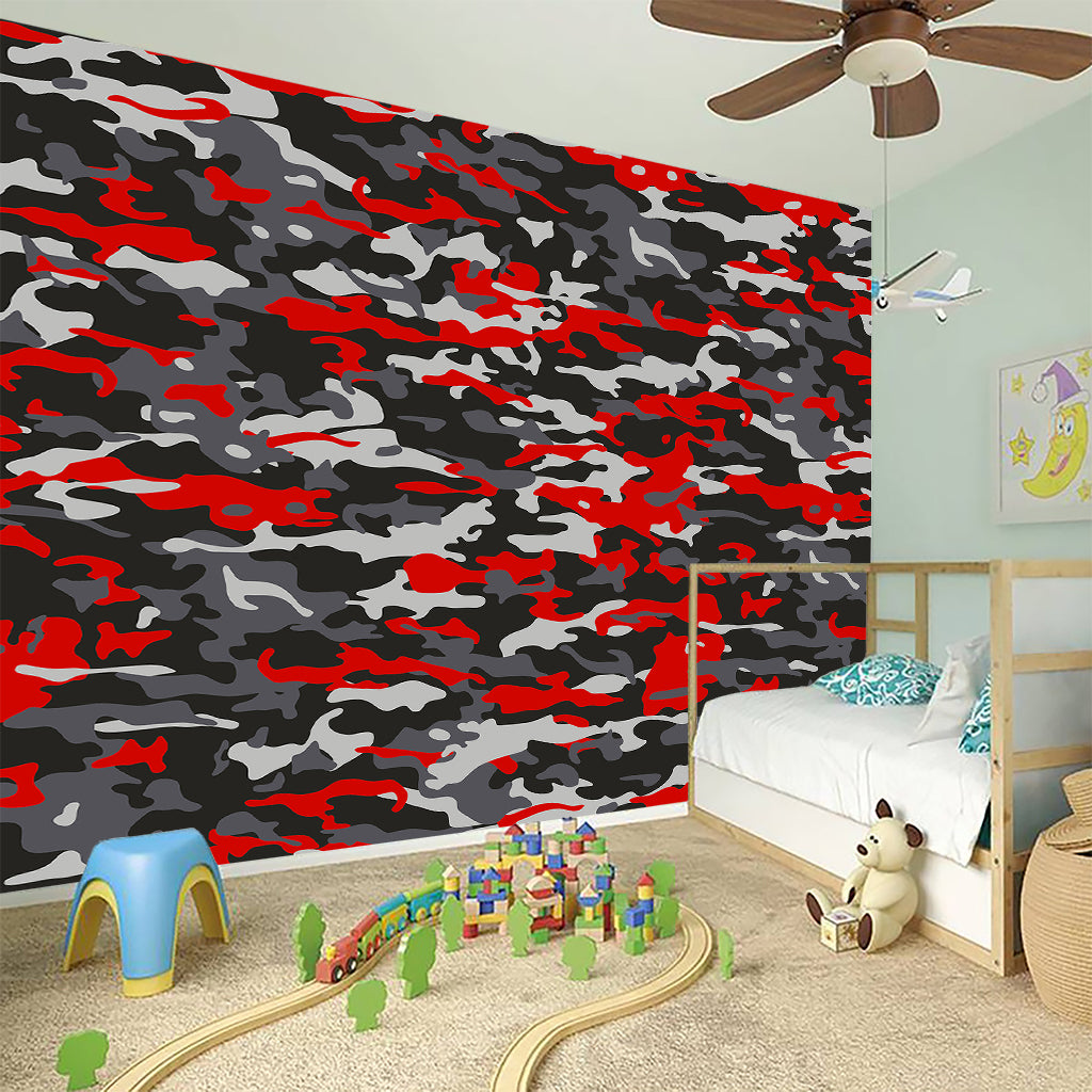 Orange Black And Grey Camouflage Print Wall Sticker