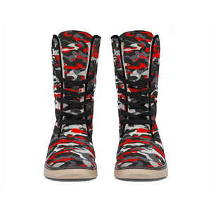 Orange Black And Grey Camouflage Print Winter Boots