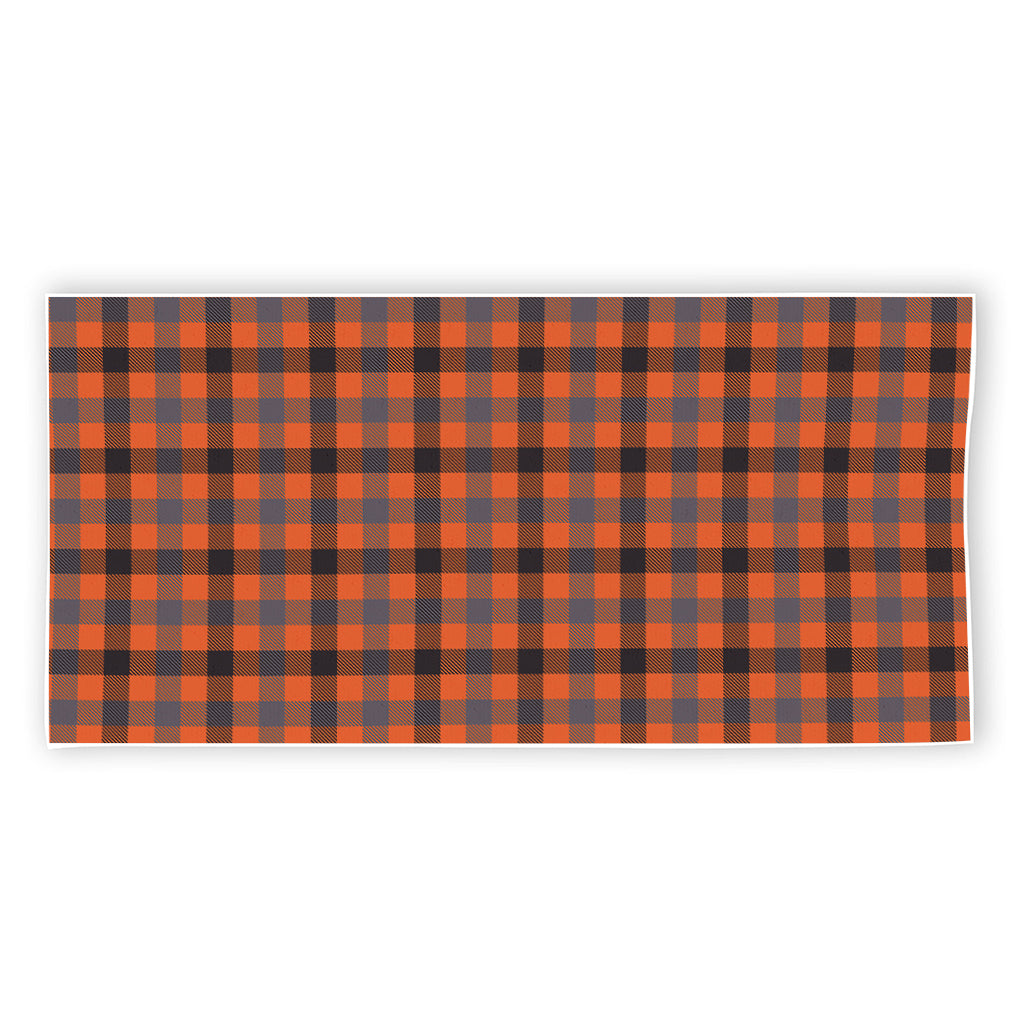 Orange Black And Grey Plaid Print Beach Towel