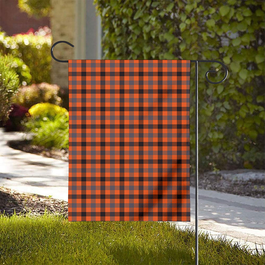 Orange Black And Grey Plaid Print House Flag