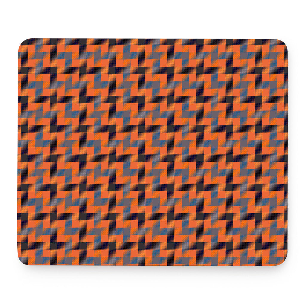 Orange Black And Grey Plaid Print Mouse Pad