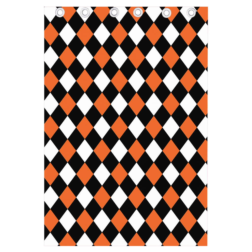 Orange Black And White Harlequin Print Curtain