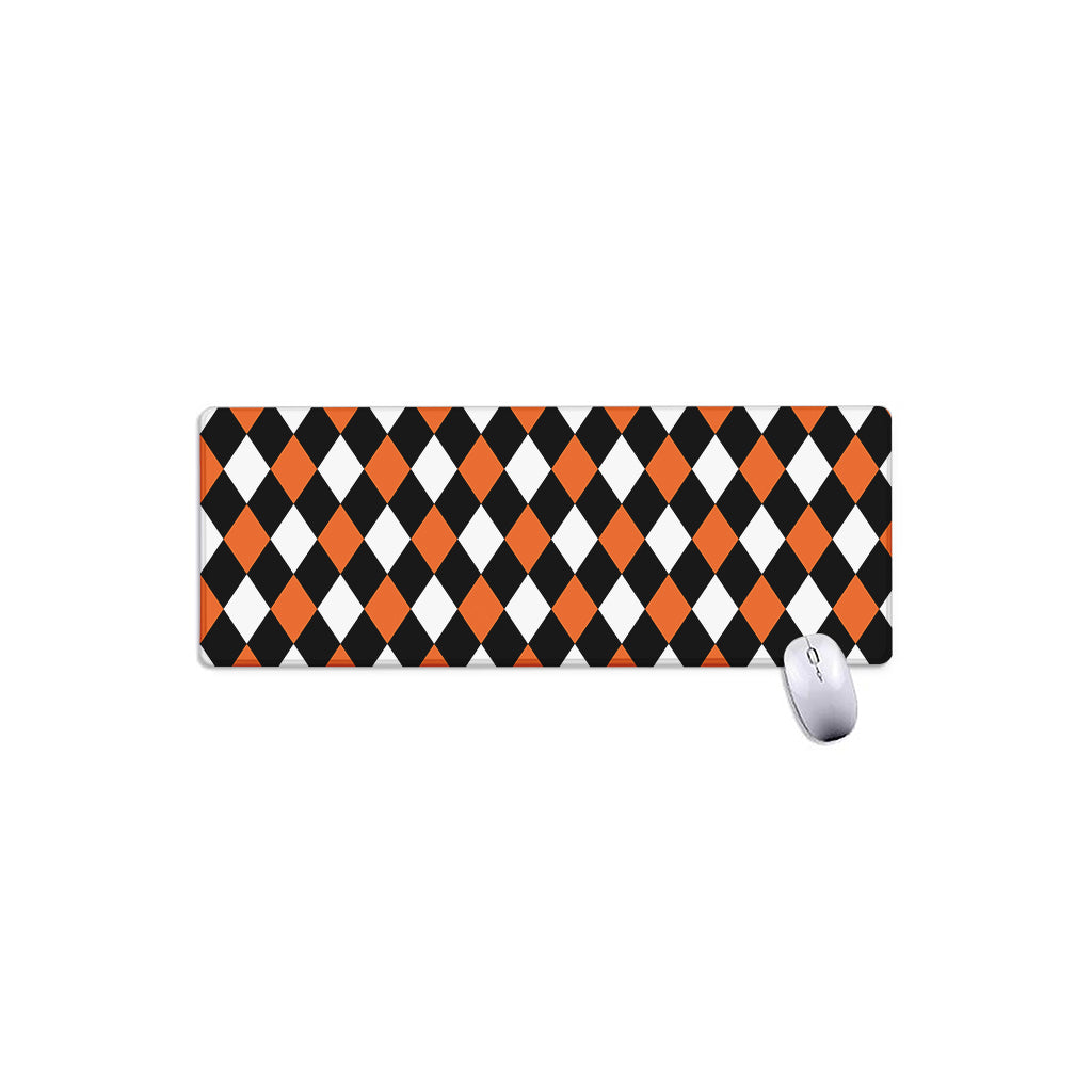 Orange Black And White Harlequin Print Extended Mouse Pad