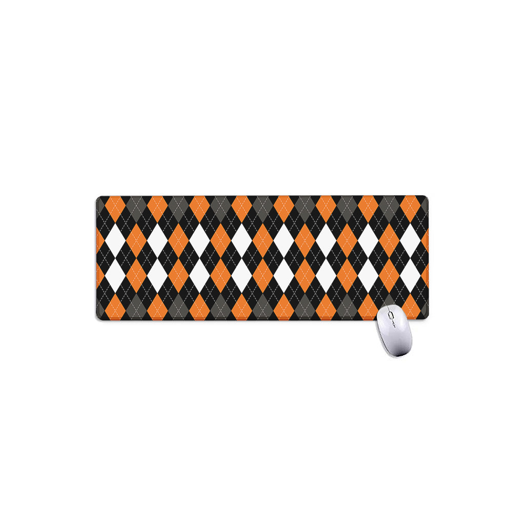 Orange Black Grey And White Argyle Print Extended Mouse Pad