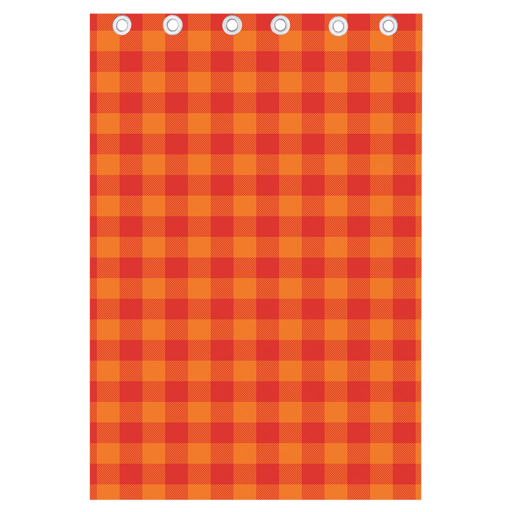 Orange Buffalo Check Pattern Print Curtain