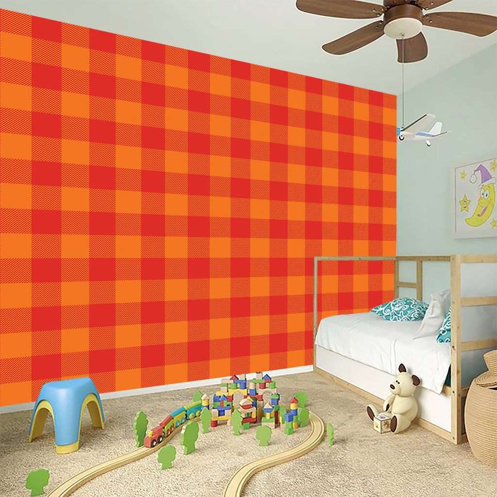 Orange Buffalo Check Pattern Print Wall Sticker