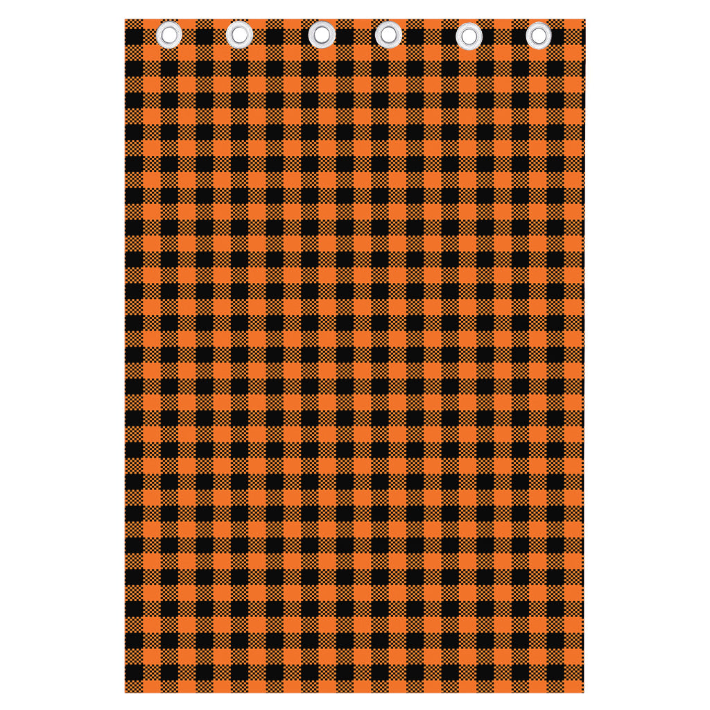 Orange Buffalo Plaid Print Curtain
