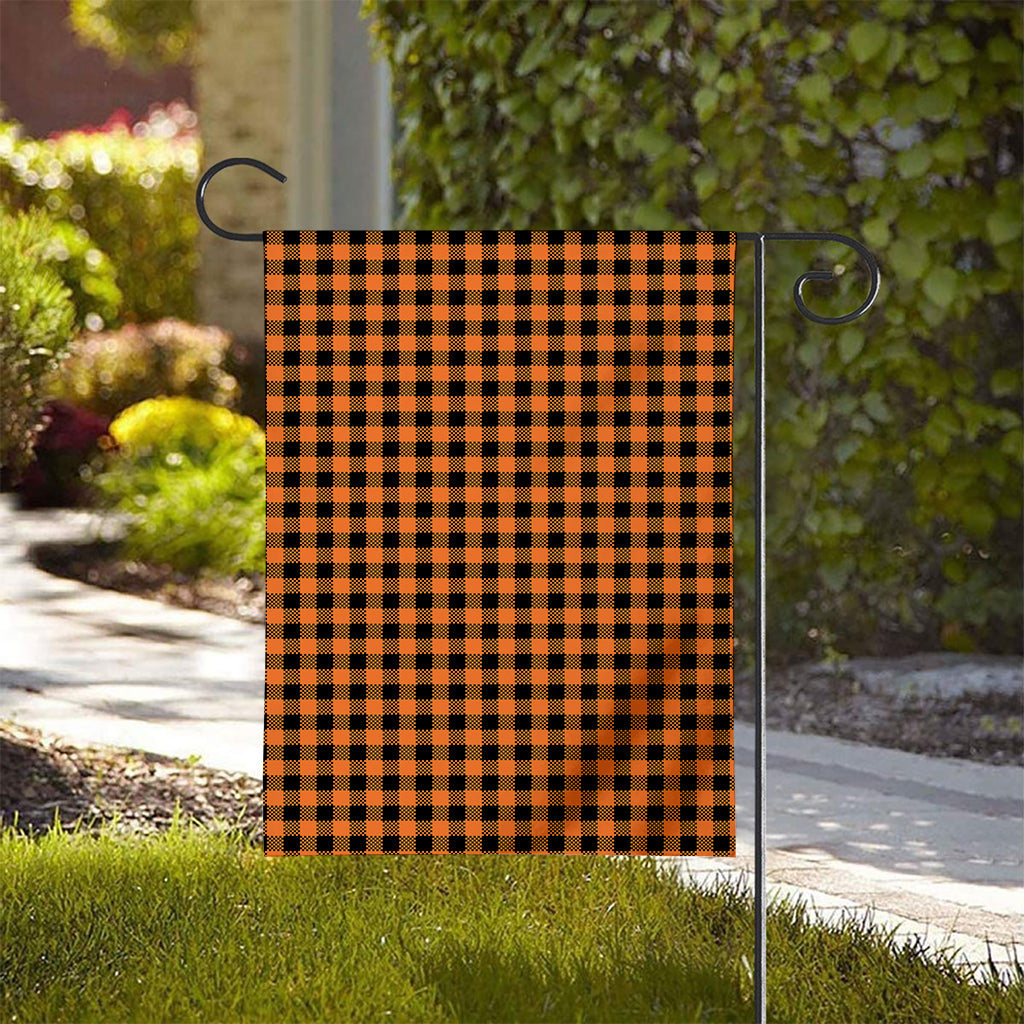 Orange Buffalo Plaid Print House Flag