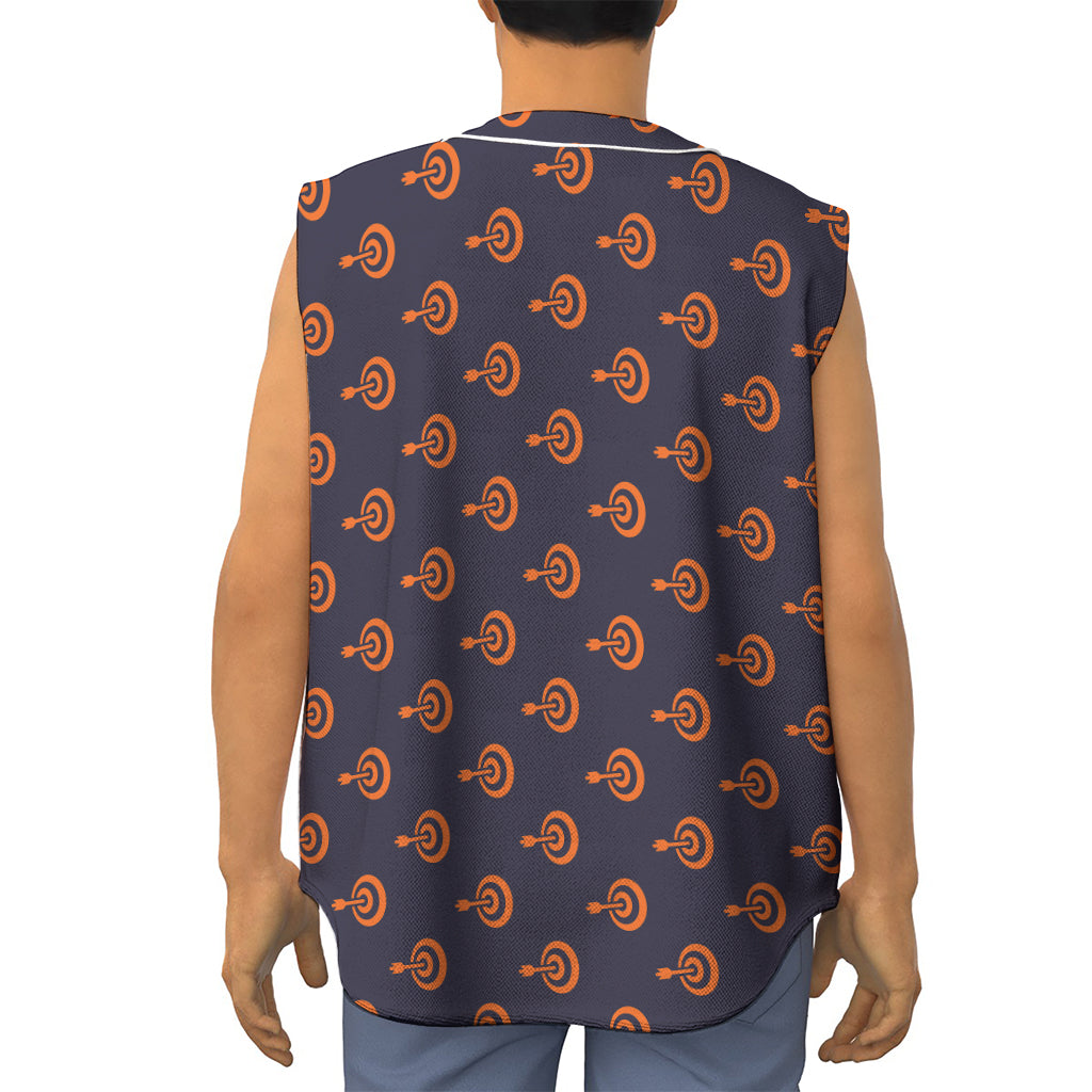 Orange Bullseye Target Pattern Print Sleeveless Baseball Jersey