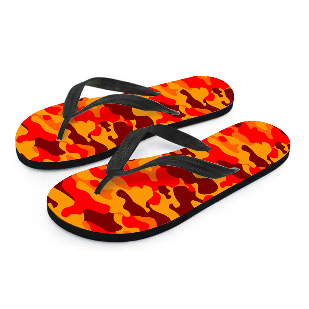 Orange Camouflage Print Flip Flops