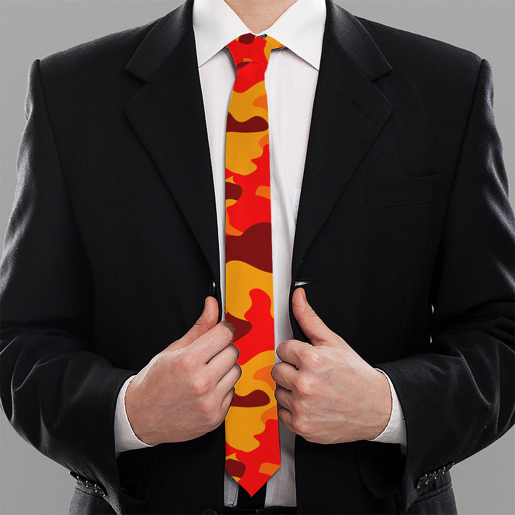 Orange Camouflage Print Necktie