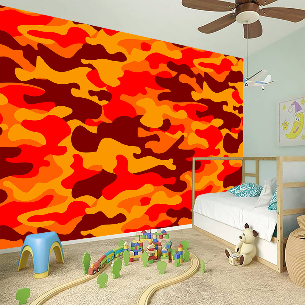 Orange Camouflage Print Wall Sticker