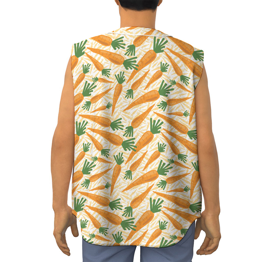 Orange Carrot Pattern Print Sleeveless Baseball Jersey