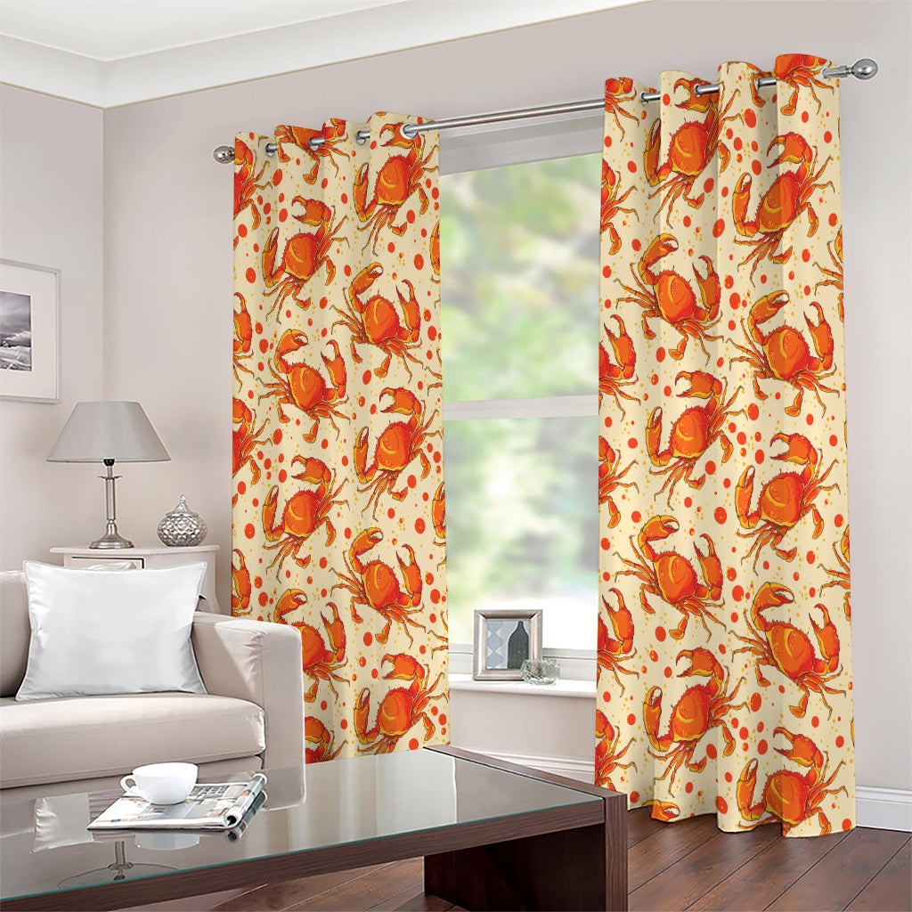 Orange Crab Pattern Print Extra Wide Grommet Curtains