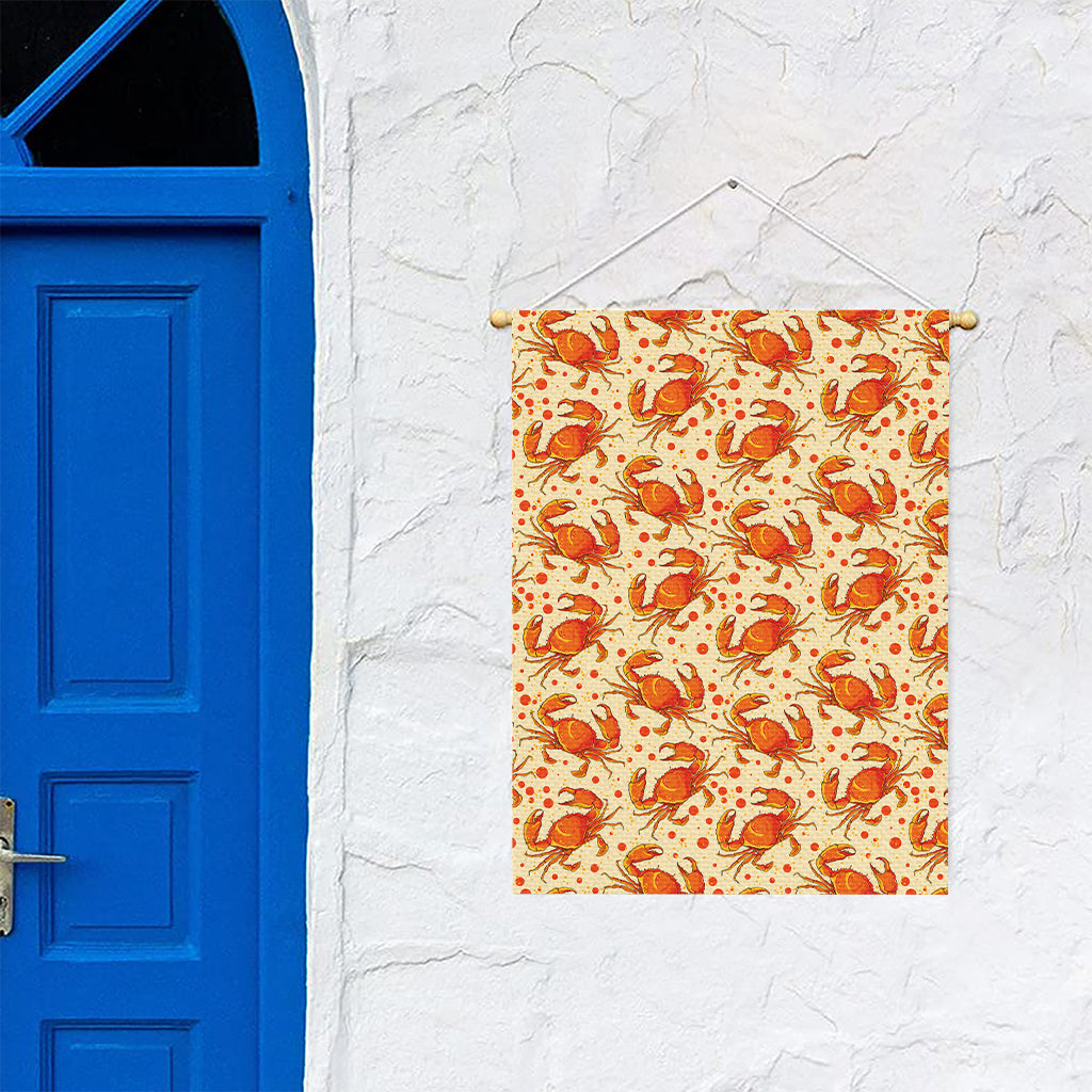 Orange Crab Pattern Print Garden Flag