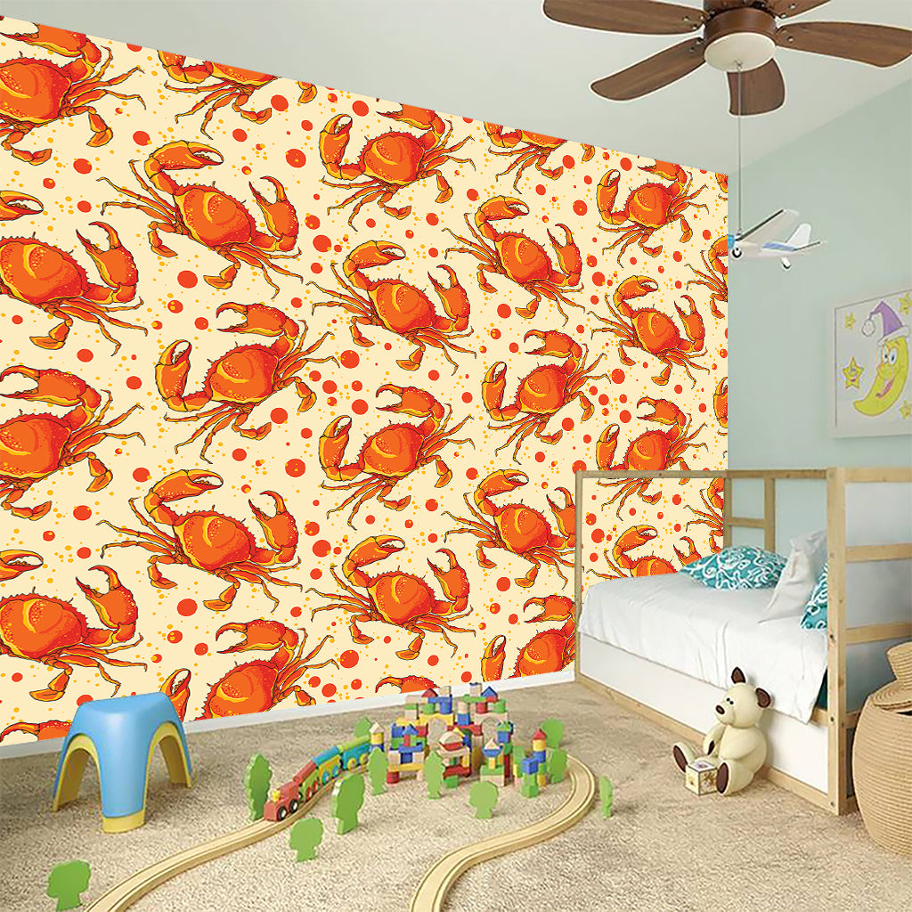 Orange Crab Pattern Print Wall Sticker
