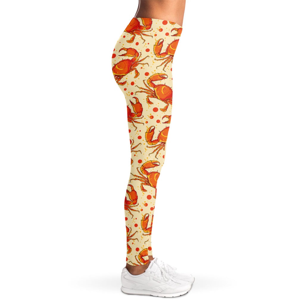 Orange Crab Pattern Print Women's Leggings