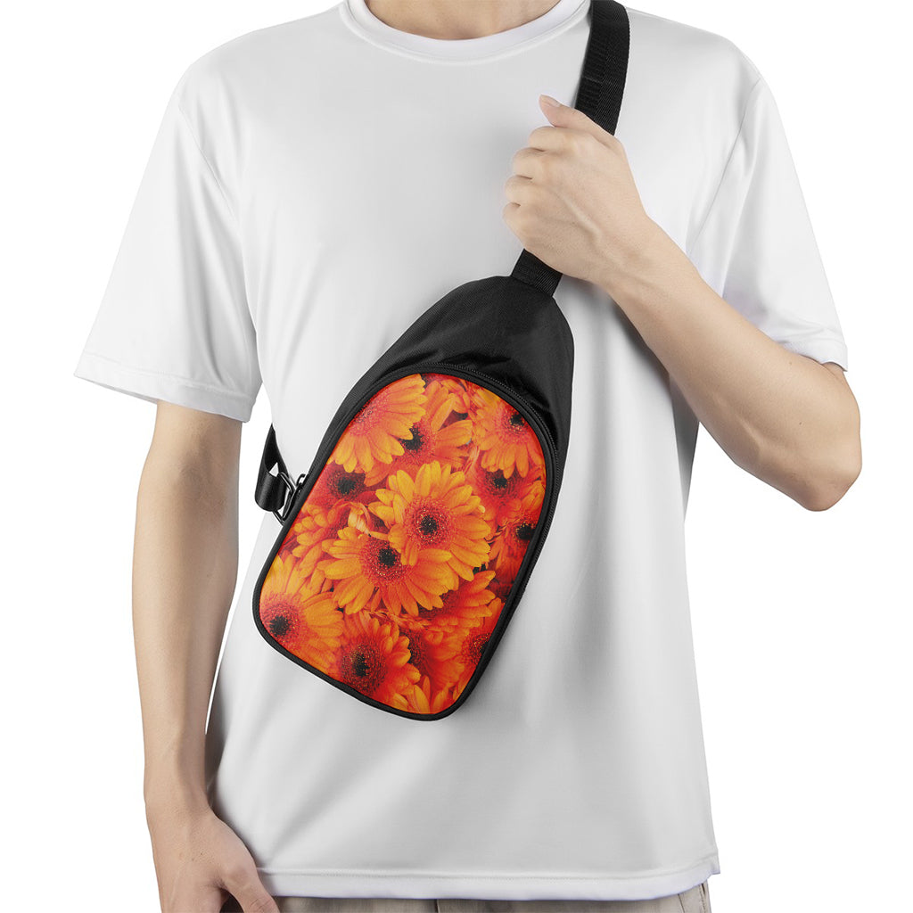 Orange Daisy Flower Print Chest Bag
