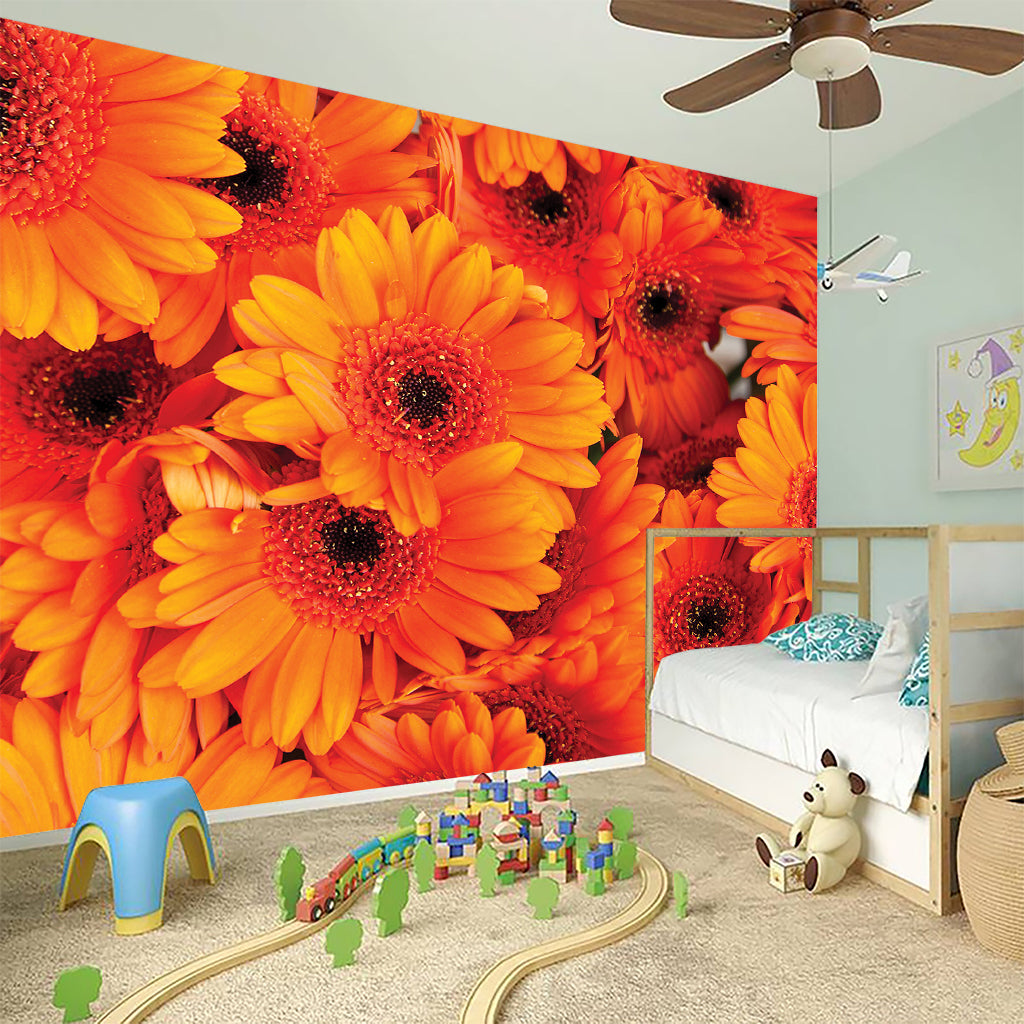 Orange Daisy Flower Print Wall Sticker