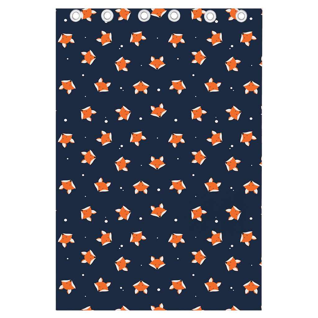 Orange Fox Pattern Print Curtain