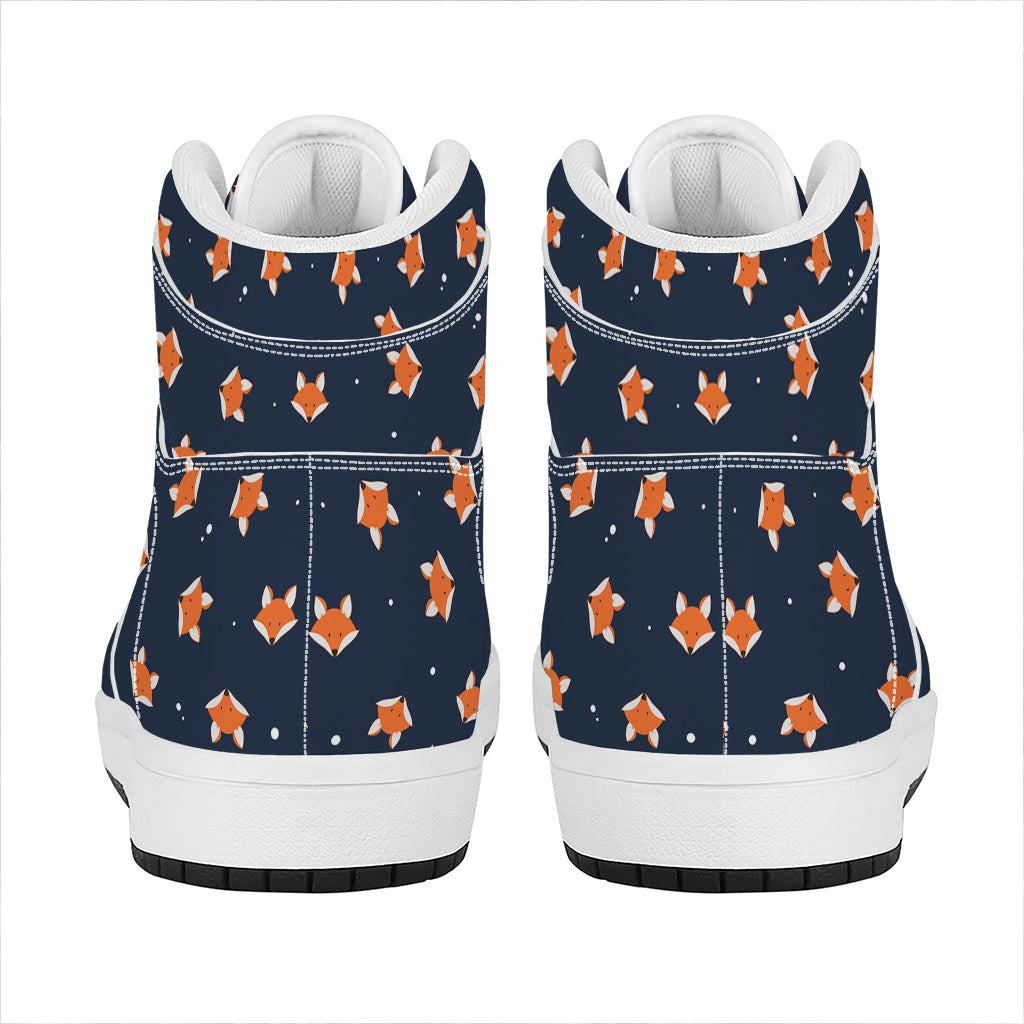 Orange Fox Pattern Print High Top Leather Sneakers