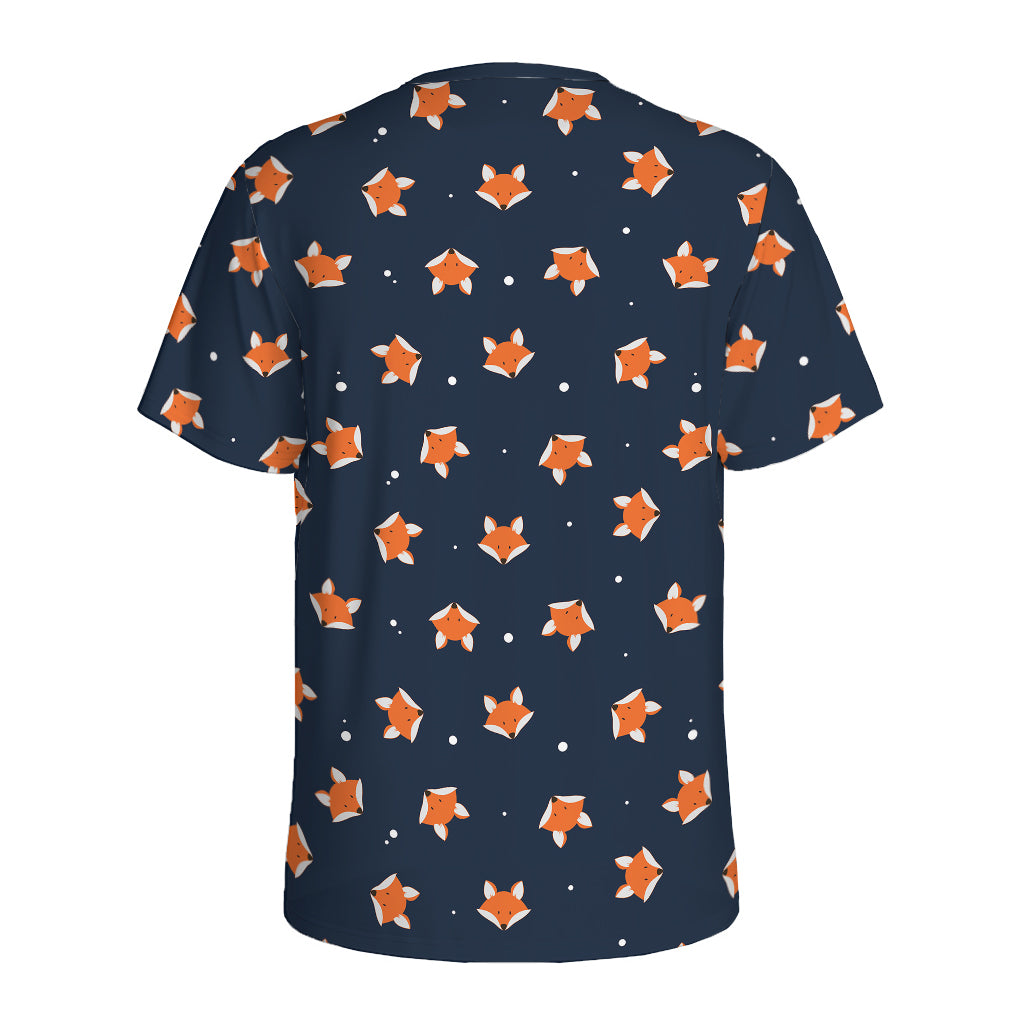 Orange Fox Pattern Print Men's Sports T-Shirt