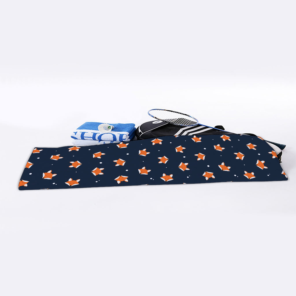 Orange Fox Pattern Print Sports Towel