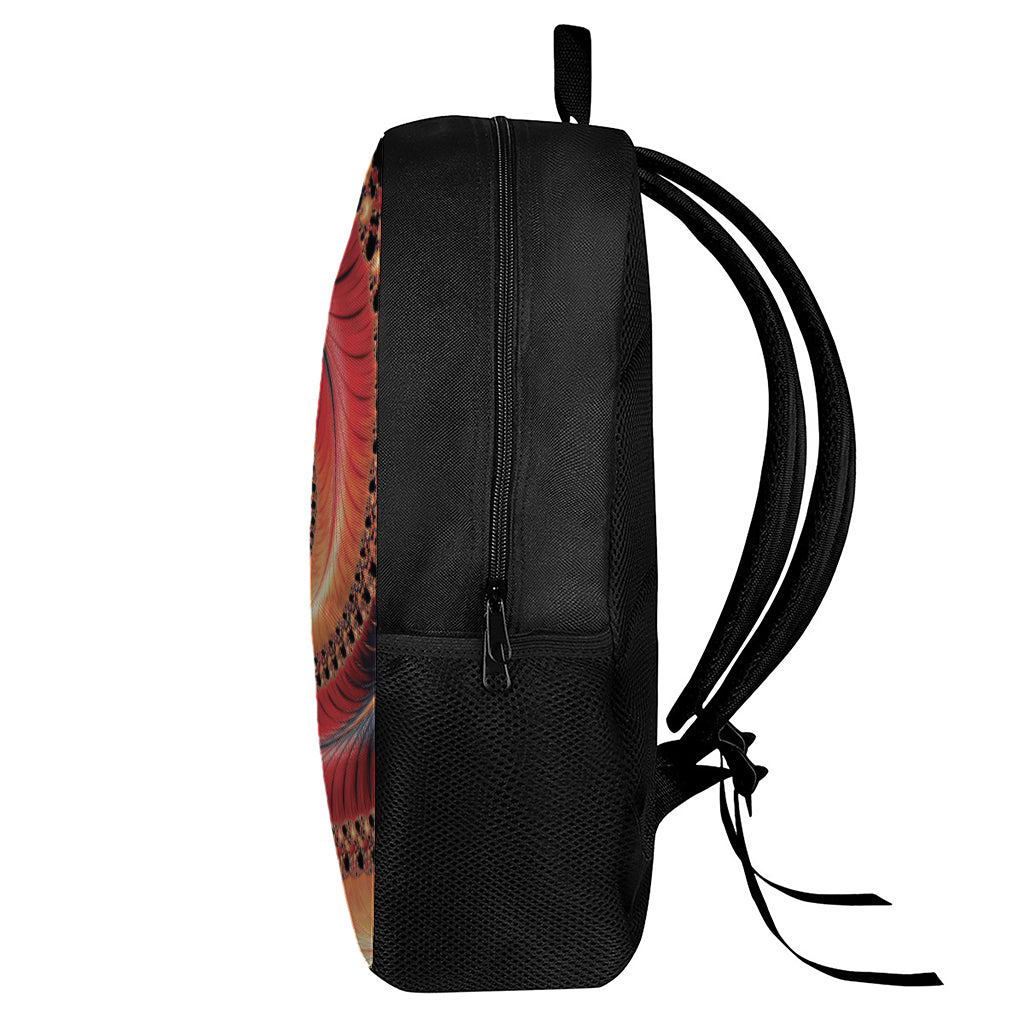 Orange Fractal Print 17 Inch Backpack