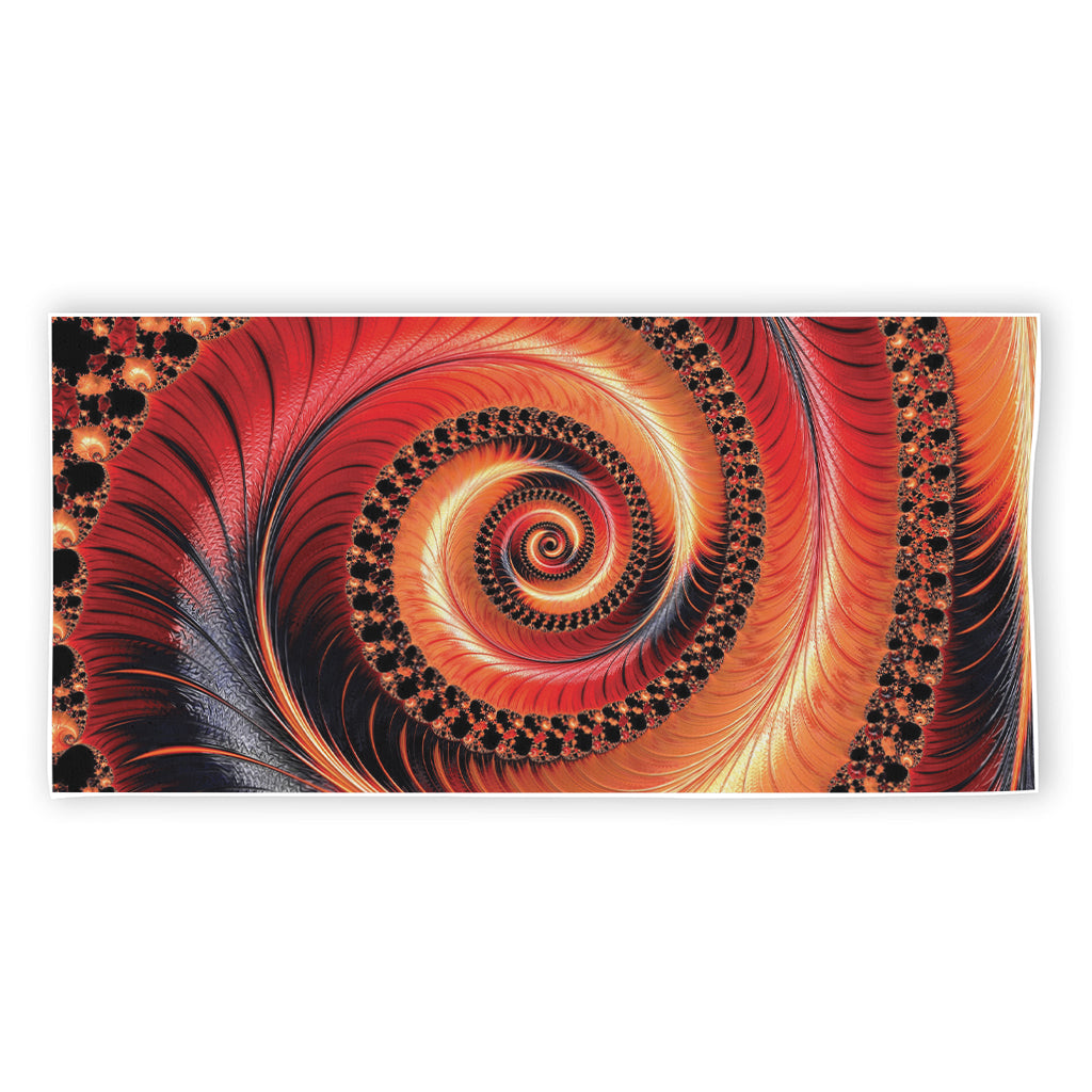 Orange Fractal Print Beach Towel