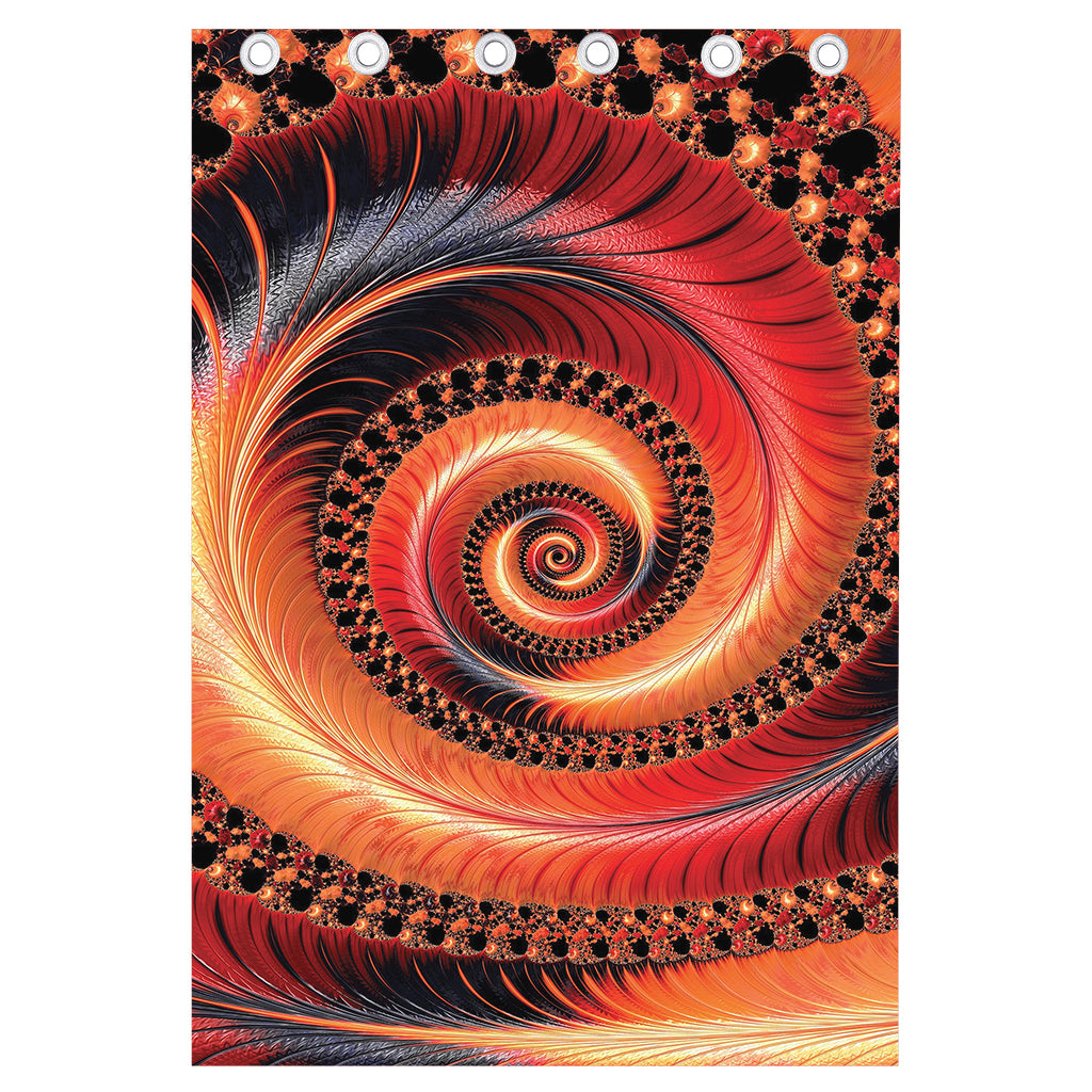 Orange Fractal Print Curtain